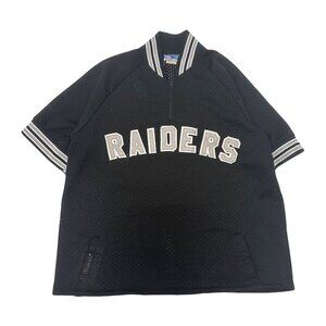 Vintage Majestic Oakland Raiders Mesh 1/4 Zip Jersey XL